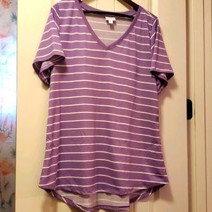 LuLaRoe Christy Lavender Purple Striped Shirt